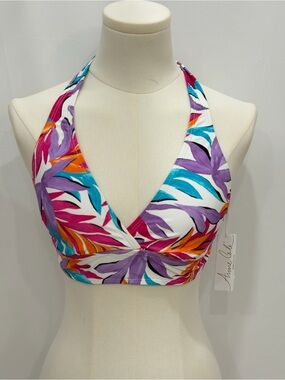 Anne Cole Marilyn Floral Halter Bikini Top NWT Size M